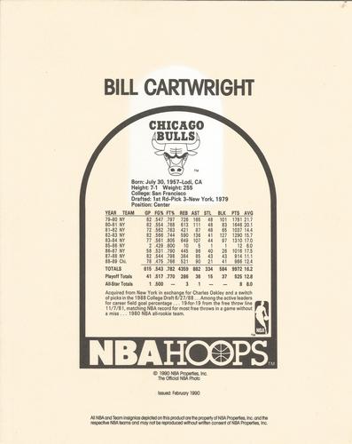 1990-91 Hoops Action Photos #90T35A Bill Cartwright Back