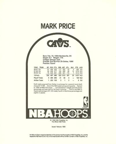 1990-91 Hoops Action Photos #90N22 Mark Price Back