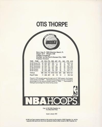 1990-91 Hoops Action Photos #91T232C Otis Thorpe Back