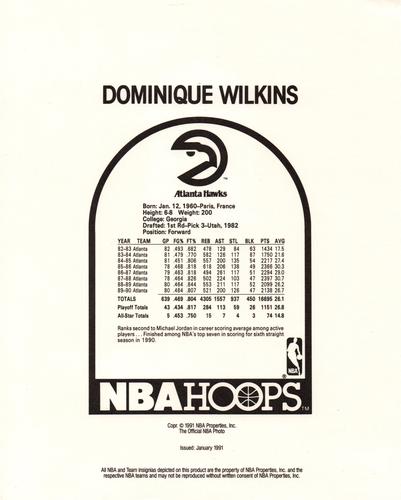 1990-91 Hoops Action Photos #91N8 Dominique Wilkins Back