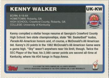 2007 Topps McDonald's All-American UK UL #UK-KW Kenny Walker Back