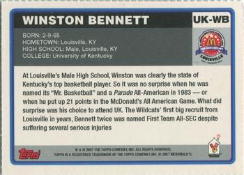 2007 Topps McDonald's All-American UK UL #UK-WB Winston Bennett Back