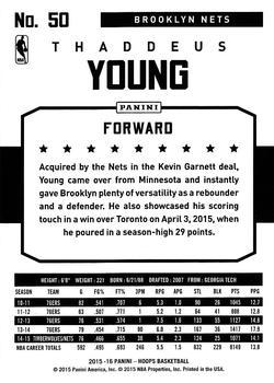 2015-16 Hoops - Green #50 Thaddeus Young Back