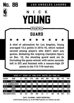 2015-16 Hoops - Green #86 Nick Young Back