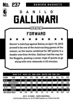 2015-16 Hoops - Green #237 Danilo Gallinari Back