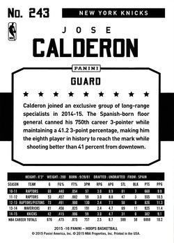 2015-16 Hoops - Green #243 Jose Calderon Back