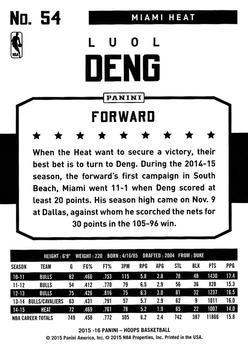 2015-16 Hoops - Gold #54 Luol Deng Back