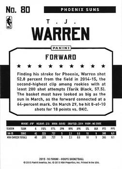 2015-16 Hoops - Gold #80 T.J. Warren Back
