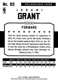 2015-16 Hoops - Gold #83 Jerami Grant Back