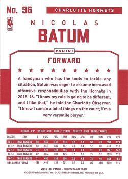 2015-16 Hoops - Red Back #96 Nicolas Batum Back