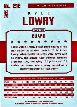 2015-16 Hoops - Red Back #212 Kyle Lowry Back