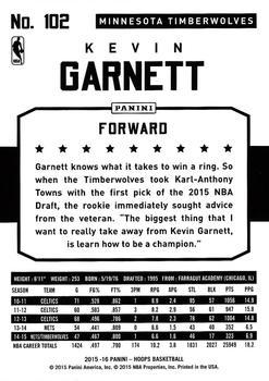 2015-16 Hoops - Silver #102 Kevin Garnett Back