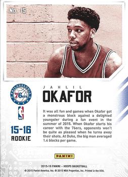 2015-16 Hoops - Faces of the Future #15 Jahlil Okafor Back