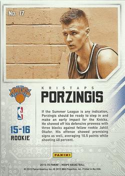 2015-16 Hoops - Faces of the Future #17 Kristaps Porzingis Back