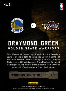 2015-16 Hoops - Road to the Finals #81 Draymond Green Back