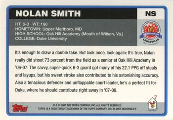 2007 Topps McDonald's All-American Game #NS Nolan Smith Back