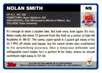 2007 Topps McDonald's All-American Game - Game Day Autographs Aftermarket #NS Nolan Smith Back