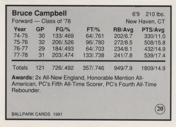 1991 Providence Friars All Time Greats #20 Bruce Campbell Back