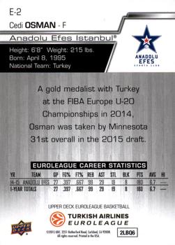2015-16 Upper Deck Euroleague #E-2 Cedi Osman Back