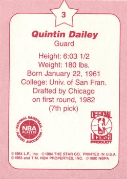 1997 1985 Star Chicago Bulls Arena (Unlicensed) #3 Quintin Dailey Back