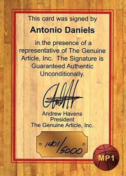 1997 Genuine Article - The Charlotte Series Autographs #MP1 Antonio Daniels Back