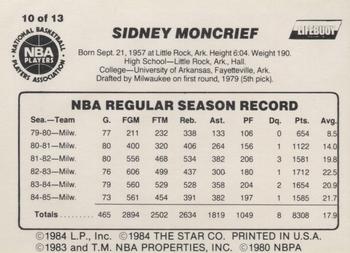 1985-86 Star Lifebuoy Milwaukee Bucks #10 Sidney Moncrief Back