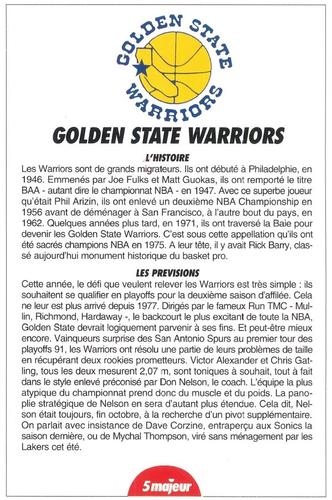 1991-93 5 Majeur Magazine France #NNO Golden State Warriors Front