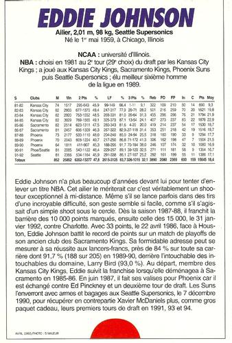1991-93 5 Majeur Magazine France #NNO Eddie Johnson Back