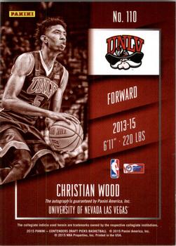 2015 Panini Contenders Draft Picks - College Draft Ticket Autographs Red Foil #110 Christian Wood Back