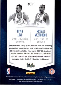 2015 Panini Contenders Draft Picks - Collegiate Connections #22 Kevin Love / Russell Westbrook Back