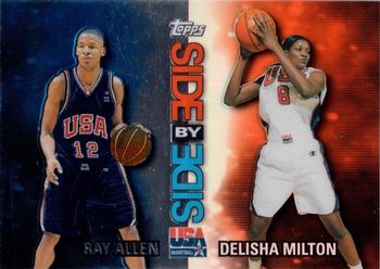 2000 Topps Team USA - Side by Side Non-Refractor/Refractor #SS11 Ray Allen / DeLisha Milton Front
