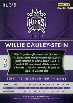 2015-16 Panini Prizm - Purple Prizms #349 Willie Cauley-Stein Back