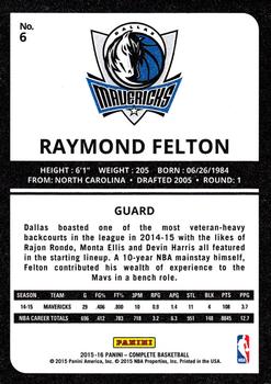 2015-16 Panini Complete #6 Raymond Felton Back