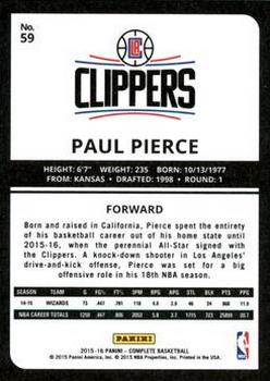 2015-16 Panini Complete #59 Paul Pierce Back