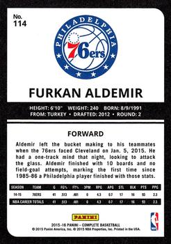 2015-16 Panini Complete #114 Furkan Aldemir Back