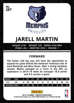 2015-16 Panini Complete #287 Jarell Martin Back