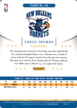 2012-13 Hoops Taco Bell #42 Lance Thomas Back