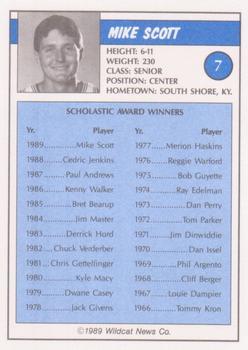 1988-89 Kentucky Wildcats Big Blue Awards - Perforated #7 Mike Scott Back