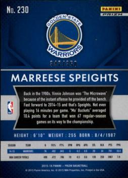 2015-16 Panini Prizm - Ruby Wave Prizms #230 Marreese Speights Back
