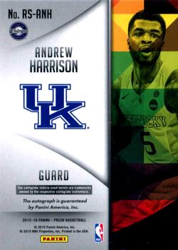2015-16 Panini Prizm - Rookie Signatures #RS-ANH Andrew Harrison Back