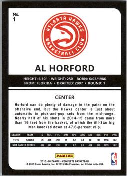 2015-16 Panini Complete - Silver #1 Al Horford Back