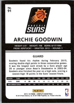 2015-16 Panini Complete - Silver #91 Archie Goodwin Back