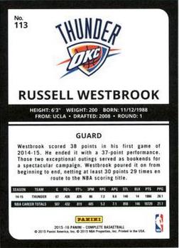 2015-16 Panini Complete - Silver #113 Russell Westbrook Back