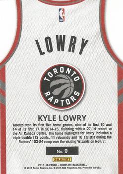 2015-16 Panini Complete - Home #9 Kyle Lowry Back
