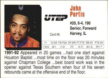 1992-93 UTEP Miners #6 John Portis Back