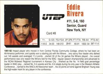 1992-93 UTEP Miners #8 Eddie Rivera Back