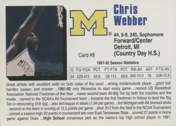 1992-93 Michigan Wolverines #8 Chris Webber Back