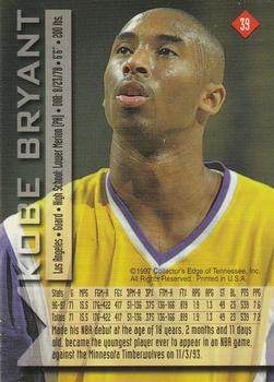 1997 Collector's Edge Impulse - Gold #39 Kobe Bryant Back
