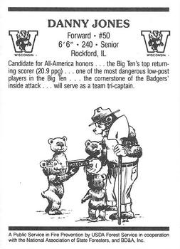 1989-90 Wisconsin Badgers Smokey #NNO Danny Jones Back
