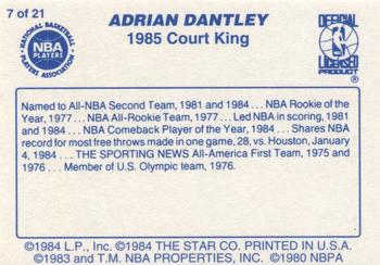 1997 1984-85 Star Court Kings Regular Size (Unlicensed) #7 Adrian Dantley Back